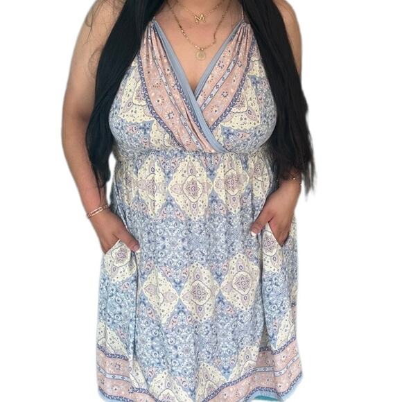 Beautiful Pastel Sleeveless Dress Size Large - Picture 1 of 5